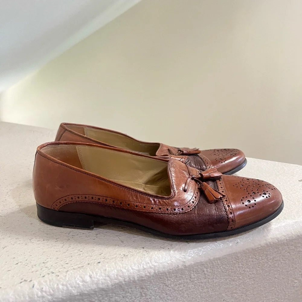 Mezlan Men’s Size 9 Brown Leather Barcelona Tassle Loafer Dress Shoes Classic